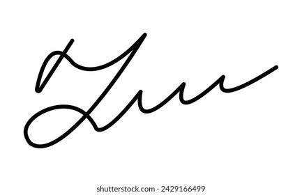 Falsa firma de autógrafo. Muestra manuscrita ficticia. Color negro. Trazo editable. Esbozo para certificado o carta de negocios. Ilustración aislada del vector