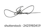 Fake signature hand drawn sample own autograph. Fictitious handwritten signature. Black ink. Scribble for sample contracts documents certificates or letters. Vector illustration.