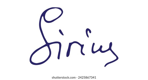 Fake signature hand drawn sample own autograph. Fictitious handwritten signature. Blue ink color. Scribble for sample contracts documents certificates or letters. Vector illustration.