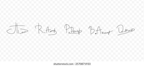 Fake signatures. Fake autograph. Personal signature calligraphy. Contrived signature. Drawing signature	
