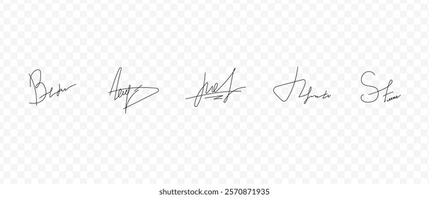 Fake signatures. Fake autograph. Personal signature calligraphy. Contrived signature. Drawing signature	
