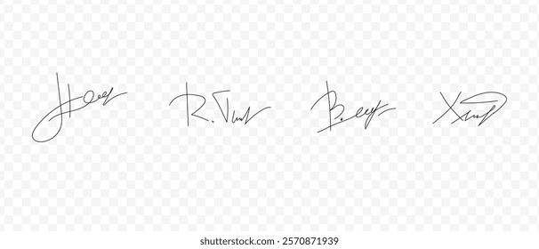 Fake signatures. Fake autograph. Personal signature calligraphy. Contrived signature.	
