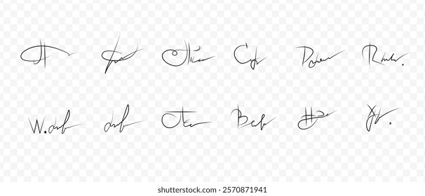 Fake signatures. Fake autograph. Personal signature calligraphy. Contrived signature. Drawing signature	
