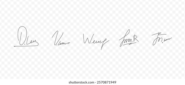 Fake signatures. Fake autograph. Personal signature calligraphy. Contrived signature. Various autographs for documents.	
