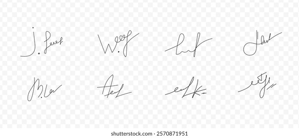 Fake signatures. Fake autograph. Personal signature calligraphy. Contrived signature. Drawing signature	
