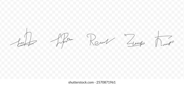 Fake signatures. Fake autograph. Personal signature calligraphy. Contrived signature.