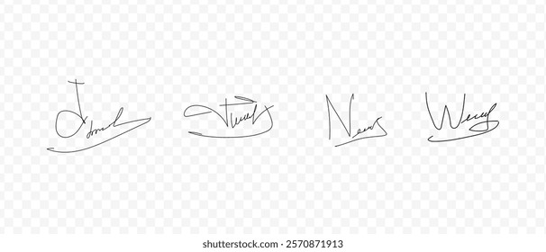 Fake signatures. Fake autograph. Signature calligraphy. Contrived signature. Drawing signature	
