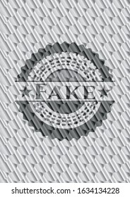 Fake silver badge. Scales pattern. Vector Illustration. Detailed.