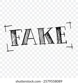 FAKE, sketch and stamp vector