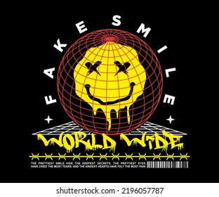 fake smile aesthetic graphic design for typographic poster, creative clothing, streetwear and urban style t-shirts design, hoodies, etc.