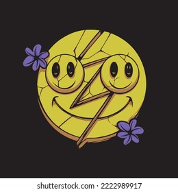 fake smile emoticon and flower 