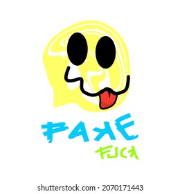 Fake Smile Streetwear and Edgy Logos, in Blue and Yellow New Style, Commercial Use