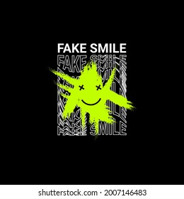 Fake smile writing design, suitable for screen printing t-shirts, clothes, jackets and others