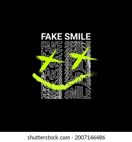 Fake smile writing design, suitable for screen printing t-shirts, clothes, jackets and others