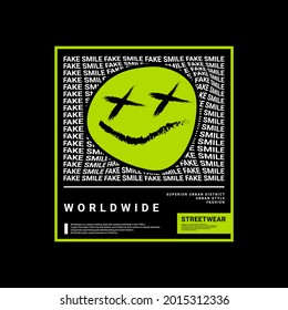 Fake smile writing design, suitable for screen printing t-shirts, clothes, jackets and others