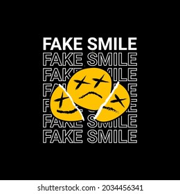 Fake smile writing design, suitable for screen printing t-shirts, clothes, jackets and others