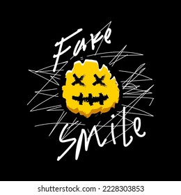 Fake smile writing design, suitable for screen printing t-shirts, clothes, jackets and others