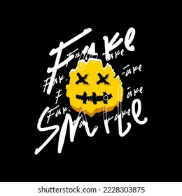 Fake smile writing design, suitable for screen printing t-shirts, clothes, jackets and others