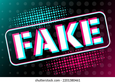 Fake. Spreading fake news concept. Hoax on the internet and social media. Untruth information spread. Poster in the style of popular social media. Vector illustration. EPS10