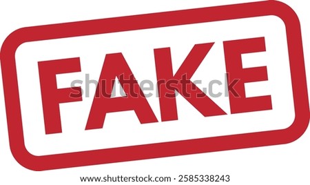 Fake stamp icon isolated on white background . Red Fake stamp label icon . Vector