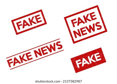 Fake stamp. Set of fake news stamp grunge rubber sign. Vector illustration.