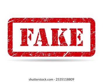 Fake stamp shadow symbol, label sticker sign button, text banner vector illustration .