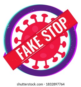 Parada falsa con un signo de coronavirus. Adecuado para artículos, noticias falsas o refutaciones.