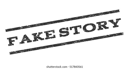 Fake Story watermark stamp. Text caption between parallel lines with grunge design style. Rubber seal stamp with unclean texture. Vector gray color ink imprint on a white background.