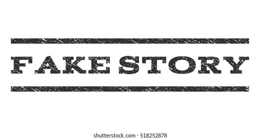 Fake Story watermark stamp. Text tag between horizontal parallel lines with grunge design style. Rubber seal stamp with dirty texture. Vector gray color ink imprint on a white background.