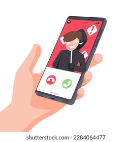 Un ladrón falso llama al smartphone. fraude estafa y robo de datos privados en dispositivos. ilustración vectorial diseño plano para el concepto de conciencia de ciberseguridad.