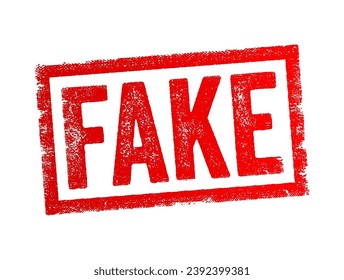 FAKE - algo que no es genuino, una falsificación o una farsa, fondo de concepto de sello de texto