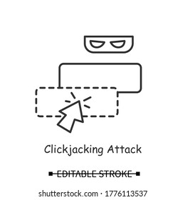 Fake Url Icon. Clickjacking Web Link Or Website Form Linear Pictogram. Concept Of Webpage Scam, Online Hacker Attack Technology And Fraud Site Redirect. Editable Stroke Vector Illustration