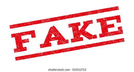 Fake watermark stamp. Text caption between parallel lines with grunge design style. Rubber seal stamp with scratched texture. Vector red color ink imprint on a white background.