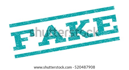 Fake watermark stamp. Text caption between parallel lines with grunge design style. Rubber seal stamp with dust texture. Vector cyan color ink imprint on a white background.