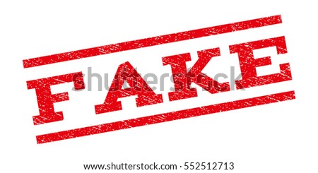 Fake watermark stamp. Text caption between parallel lines with grunge design style. Rubber seal stamp with scratched texture. Vector red color ink imprint on a white background.