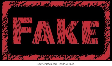  fake word red rubber stamp with distressed texture effect isolated on black background .square grunge red banned stamp, rubber stamp.