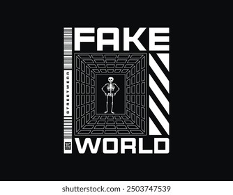 fake world streetwear design, modern streetwear illustrations for t shirt. urban style streetwear template for t shirt, hoodie, poster and more