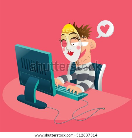 A faker disguises himself as a girl to cheat someone on the web.