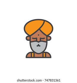Fakir circus actor filled outline icon, line vector sign, linear colorful pictogram isolated on white. Symbol, logo illustration. Pixel perfect vector graphics