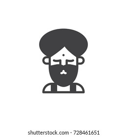 Fakir circus actor icon vector, filled flat sign, solid pictogram isolated on white. Symbol, logo illustration.