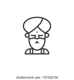 Fakir circus actor line icon, outline vector sign, linear style pictogram isolated on white. Symbol, logo illustration. Editable stroke