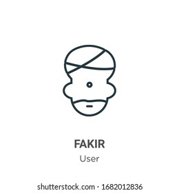 Fakir outline vector icon. Thin line black fakir icon, flat vector simple element illustration from editable user concept isolated stroke on white background