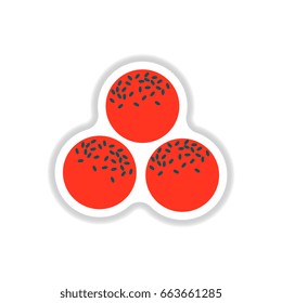 Falafel ball arabic food made from chickpeas. Vector illustration sticker for vegetarian menu, traditional cuisine dish, eastern snack