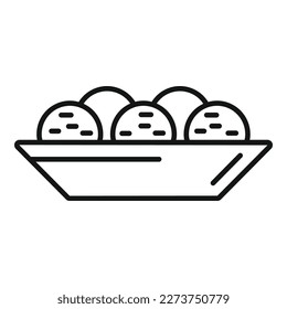 Falafel ball icon outline vector. Cooking plate. Vegan delicious