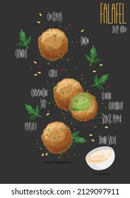 Falafel balls with parsley. Vector illustration