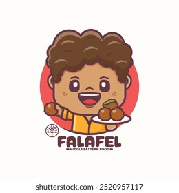 falafel cartoon mascot logo template design, vector illustration in outline style.