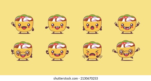 Falafel cartoon. middle east sandwich vector illustration. with different faces and expressions. cute cartoon
