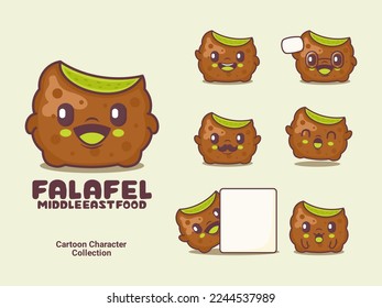 falafel cartoon. middle eastern food vector illustration with different expressions