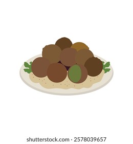 Falafel food with hummus vector symbol sign icon vegetarian