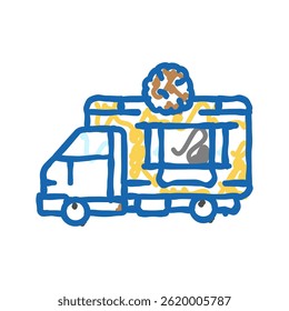 falafel food truck doodle icon sketch vector. falafel food truck sign. isolated symbol illustration
